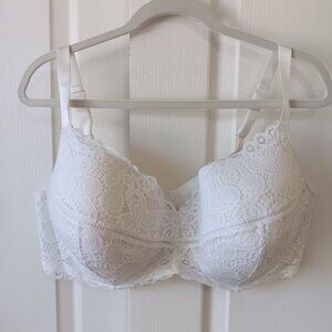 Deesse Lingerie White Lace Balconette Femme Couture Bra Lined Size 42G